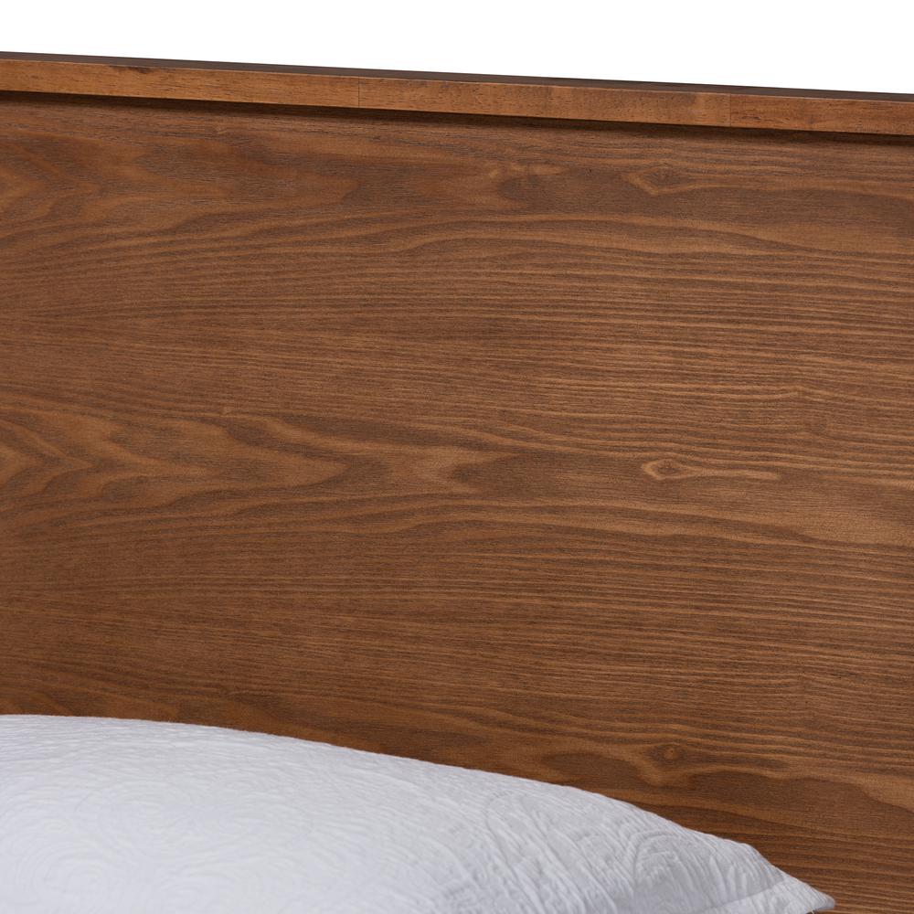 Transitional Walnut Brown Finished Wood Twin Size Platform Bed. Picture 13