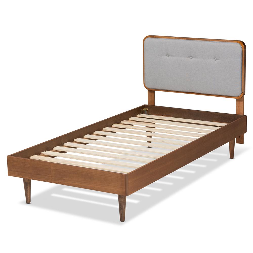 Ash Walnut Finished Wood Twin Size Platform Bed. Picture 12
