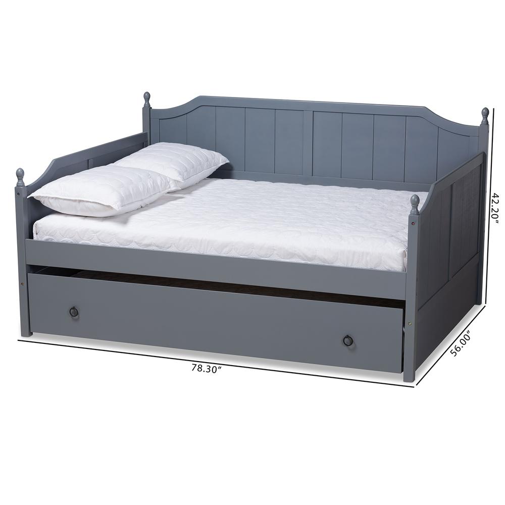 Grey Finished Wood Full Size Daybed with Twin Size Trundle. Picture 22