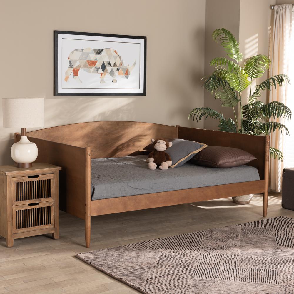 Baxton Studio Veles Mid-Century Modern Ash Walnut Finished Wood Full Size Daybed. Picture 14