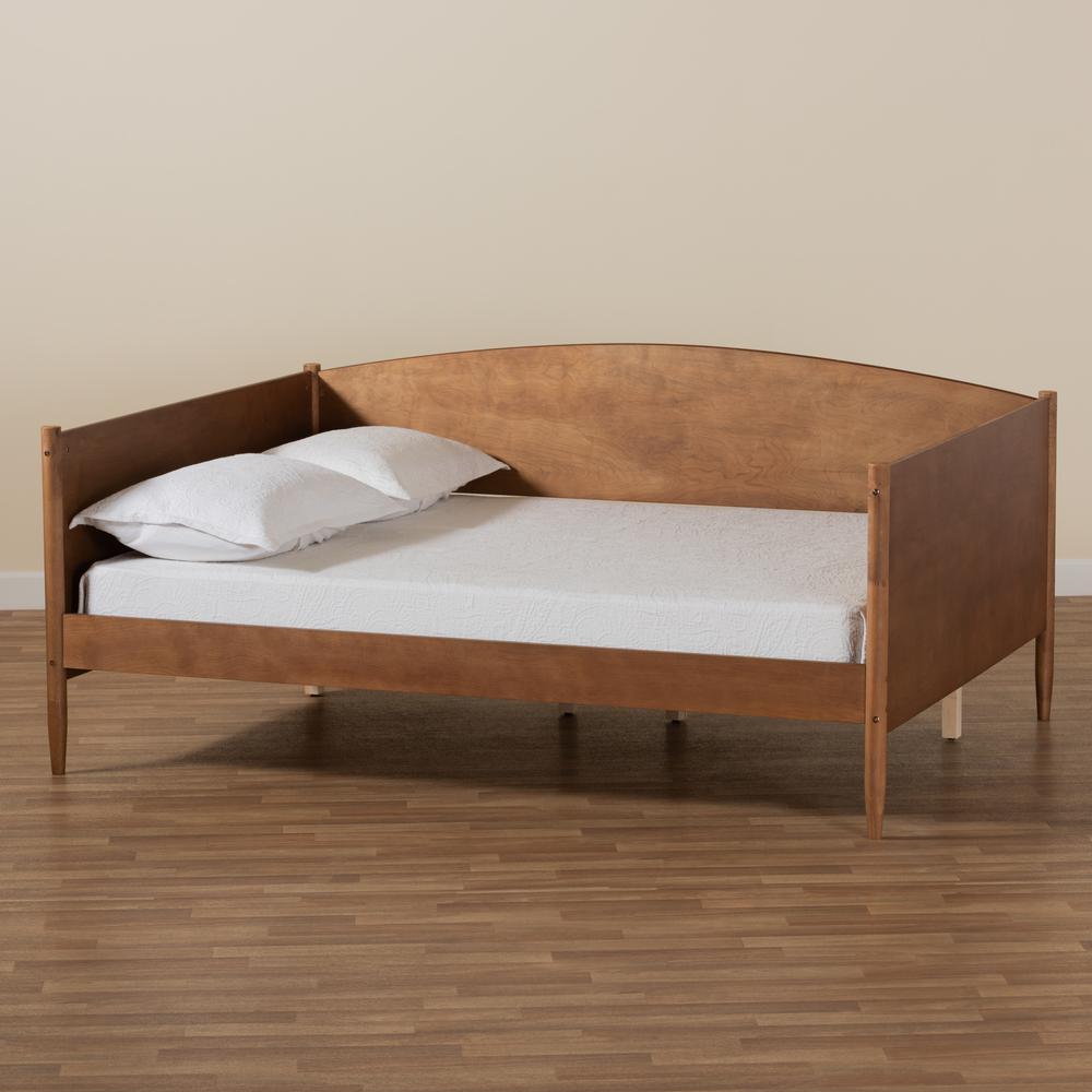 Baxton Studio Veles Mid-Century Modern Ash Walnut Finished Wood Full Size Daybed. Picture 15
