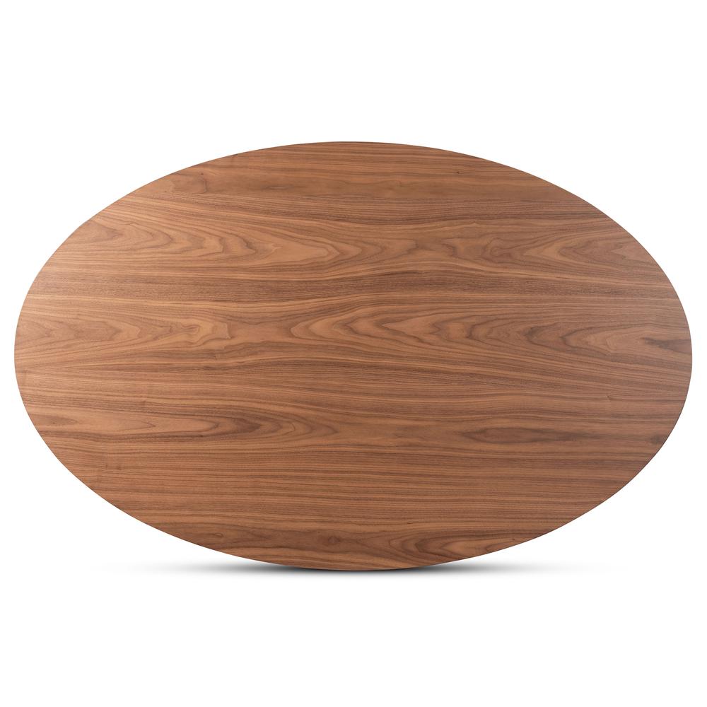 Monte Mid-Century Modern Walnut Brown Finished Wood 71-Inch Oval Dining Table. Picture 12