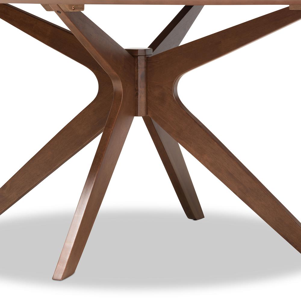 Monte Mid-Century Modern Walnut Brown Finished Wood 71-Inch Oval Dining Table. Picture 13