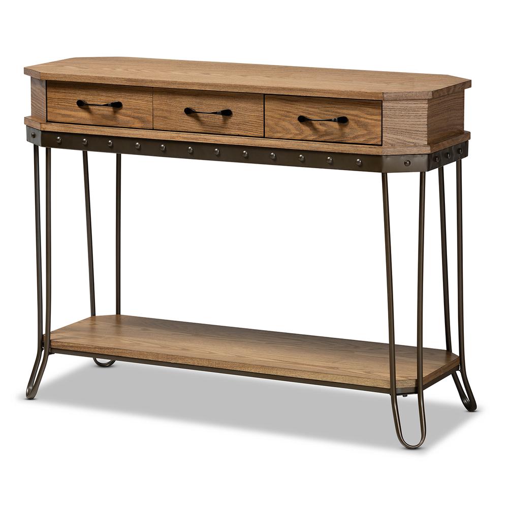 Black Finished Metal 3-Drawer Console Table. Picture 11
