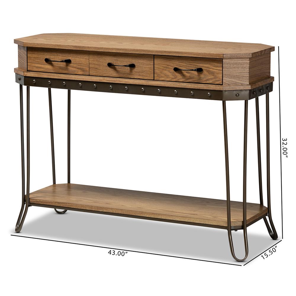 Black Finished Metal 3-Drawer Console Table. Picture 20