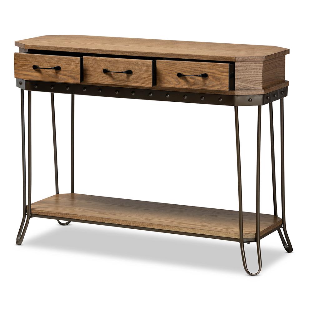 Black Finished Metal 3-Drawer Console Table. Picture 12