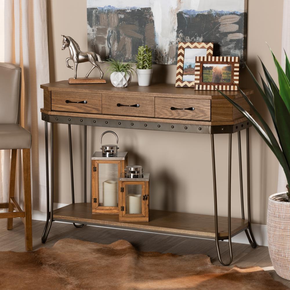 Black Finished Metal 3-Drawer Console Table. Picture 18