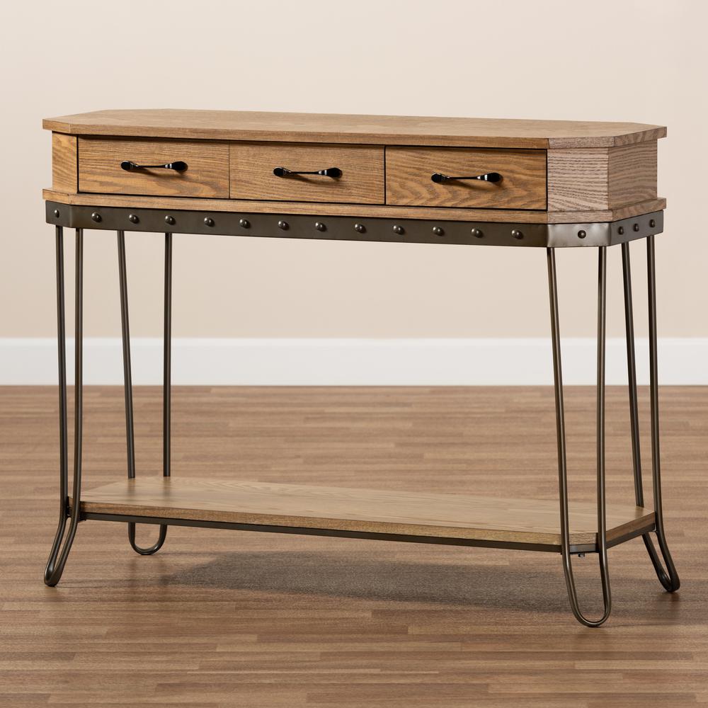 Black Finished Metal 3-Drawer Console Table. Picture 19