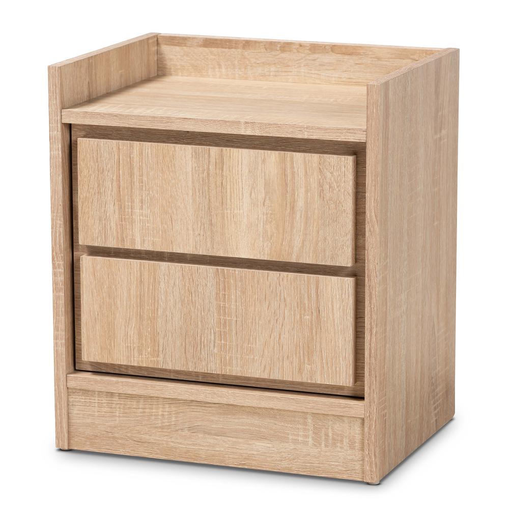 Baxton Studio Hale Modern and Contemporary Oak Finished Wood 1-Door Nightstand. Picture 9