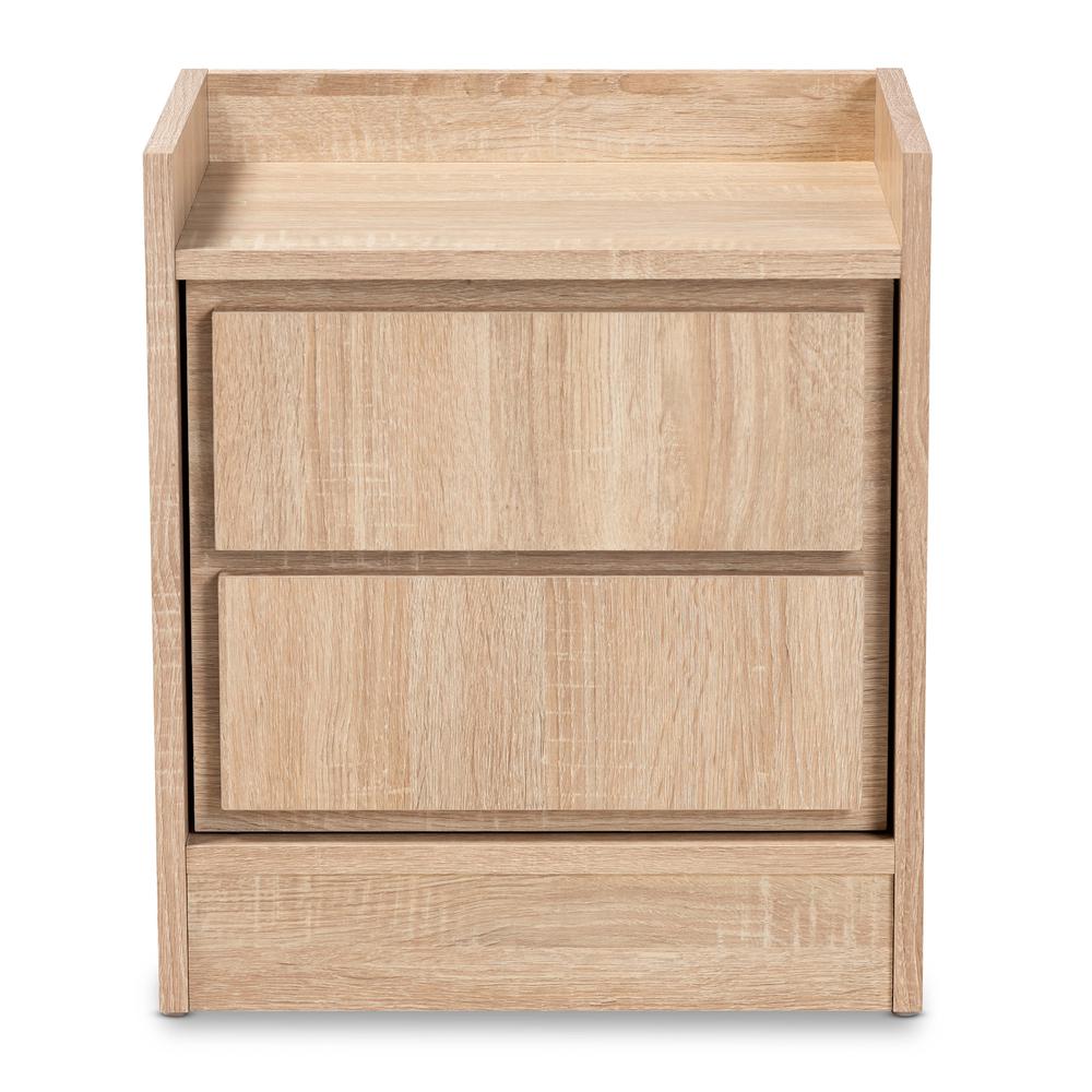 Baxton Studio Hale Modern and Contemporary Oak Finished Wood 1-Door Nightstand. Picture 11