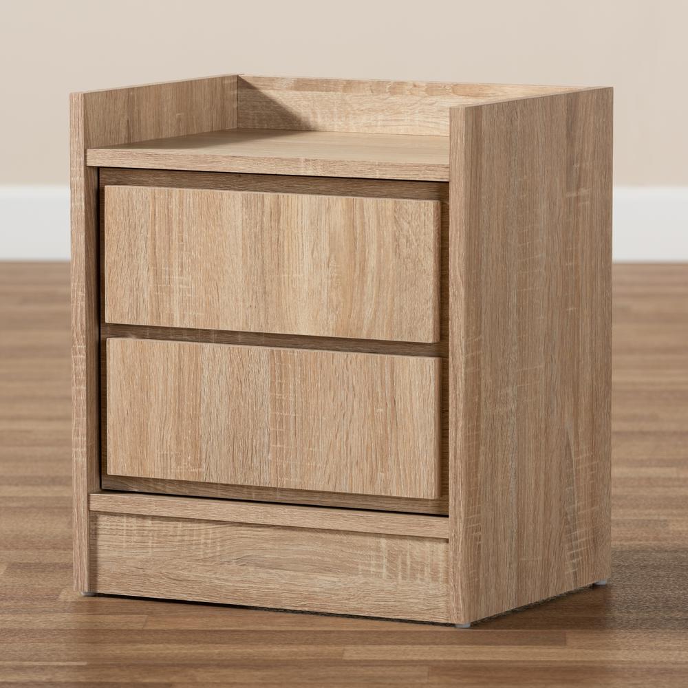 Baxton Studio Hale Modern and Contemporary Oak Finished Wood 1-Door Nightstand. Picture 15