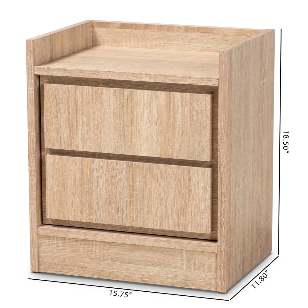 Baxton Studio Hale Modern and Contemporary Oak Finished Wood 1-Door Nightstand. Picture 16