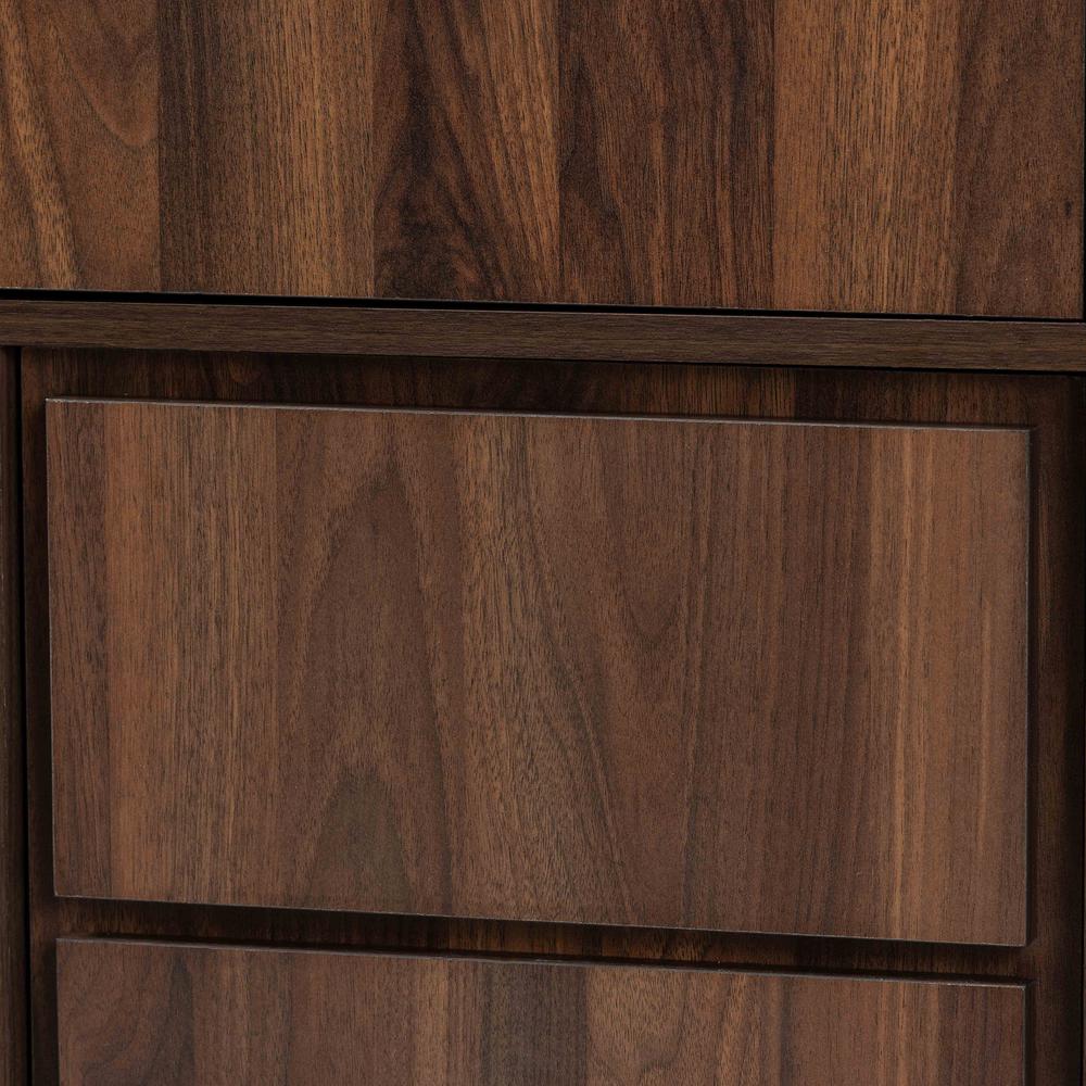 Walnut Brown Finished Wood and Black Finished Metal Multipurpose Storage Cabinet. Picture 14