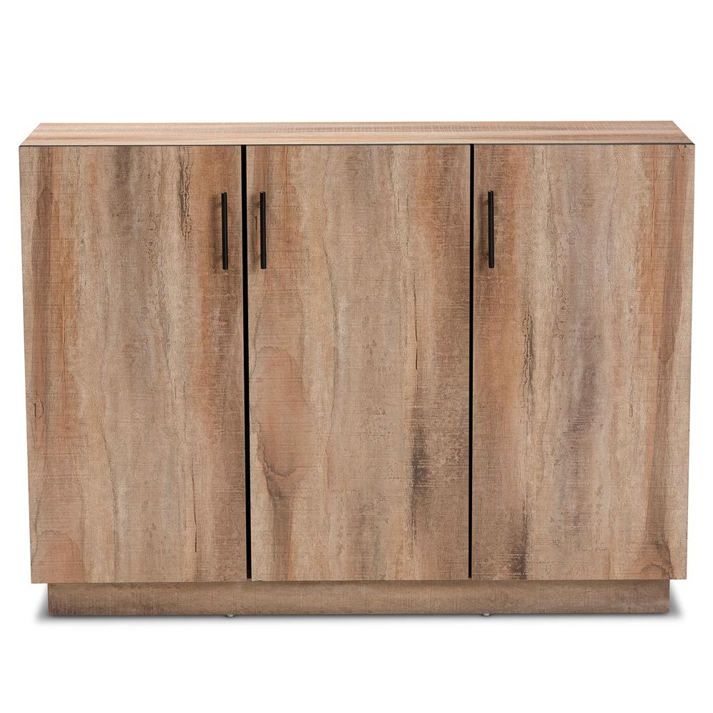 Natural Oak Finished Wood 3-Door Dining Room Sideboard Buffet. Picture 12