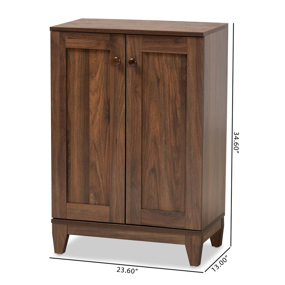 Walnut Brown Finished Wood 2-Door Shoe Storage Cabinet. Picture 20