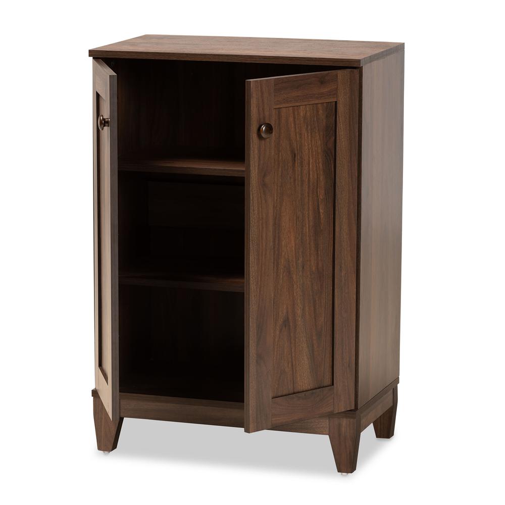 Walnut Brown Finished Wood 2-Door Shoe Storage Cabinet. Picture 12