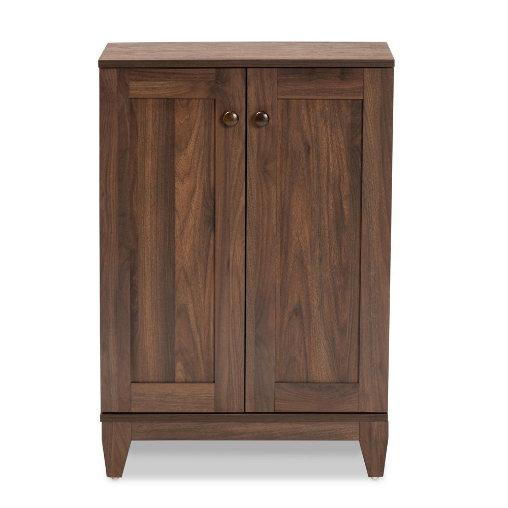 Walnut Brown Finished Wood 2-Door Shoe Storage Cabinet. Picture 13