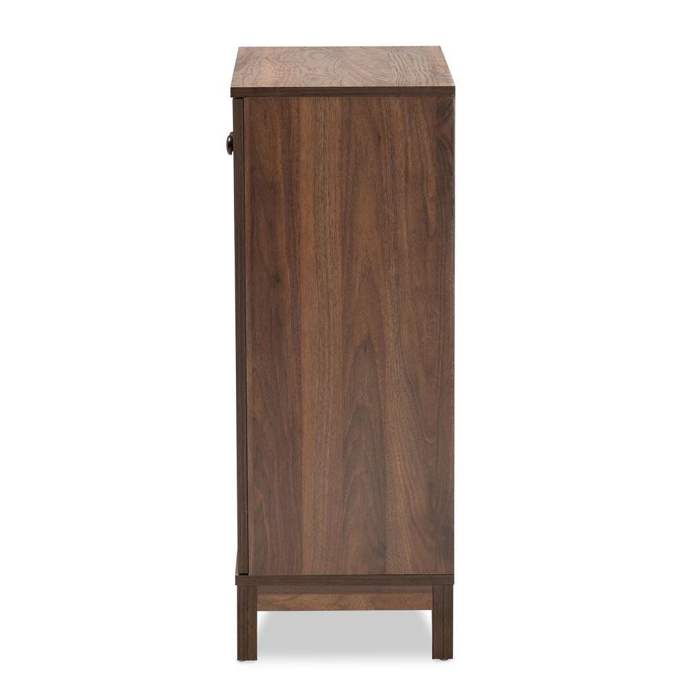 Walnut Brown Finished Wood 2-Door Shoe Storage Cabinet. Picture 14