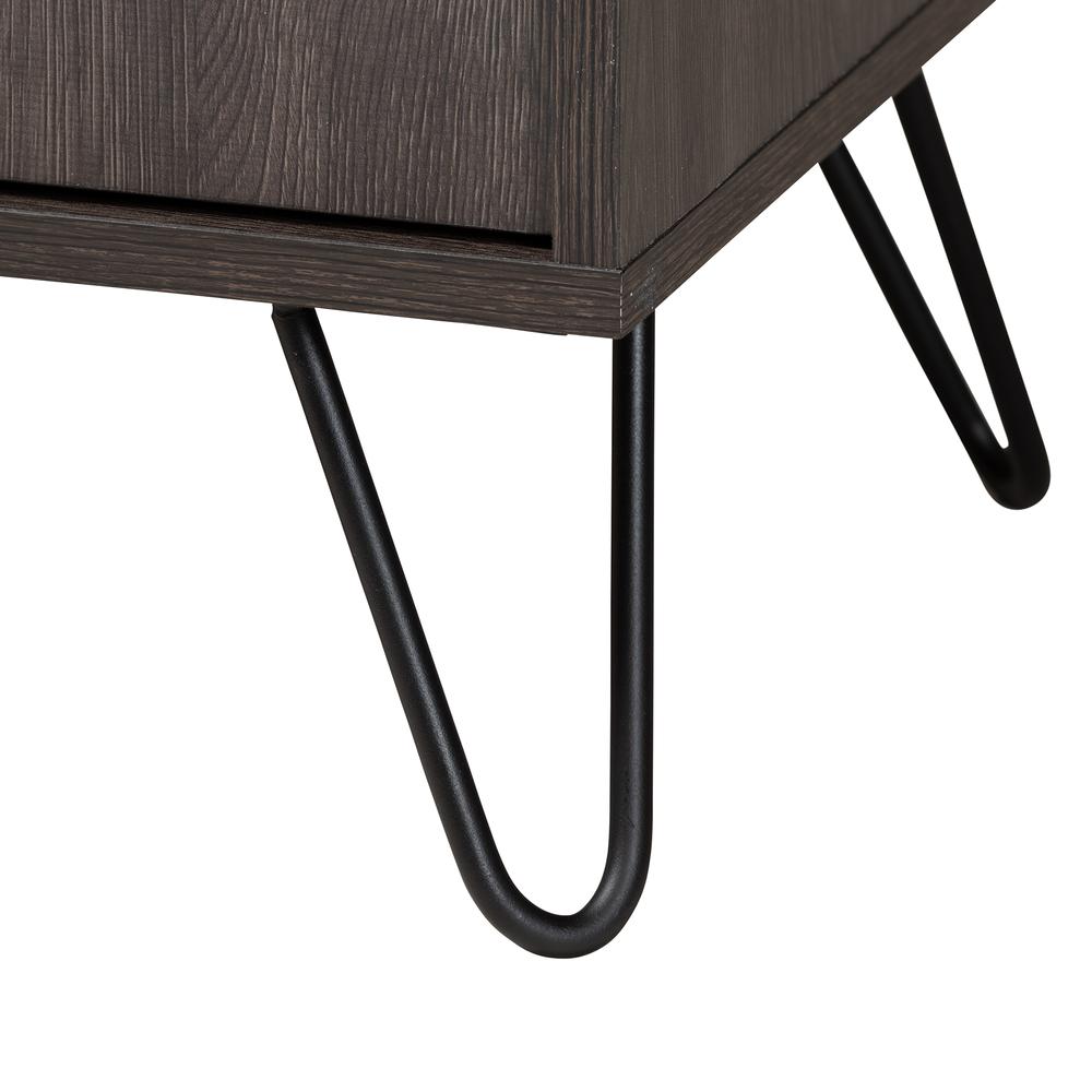 Baldor Modern and Contemporary Dark Brown Finished Wood 3-Door Shoe Cabinet. Picture 17