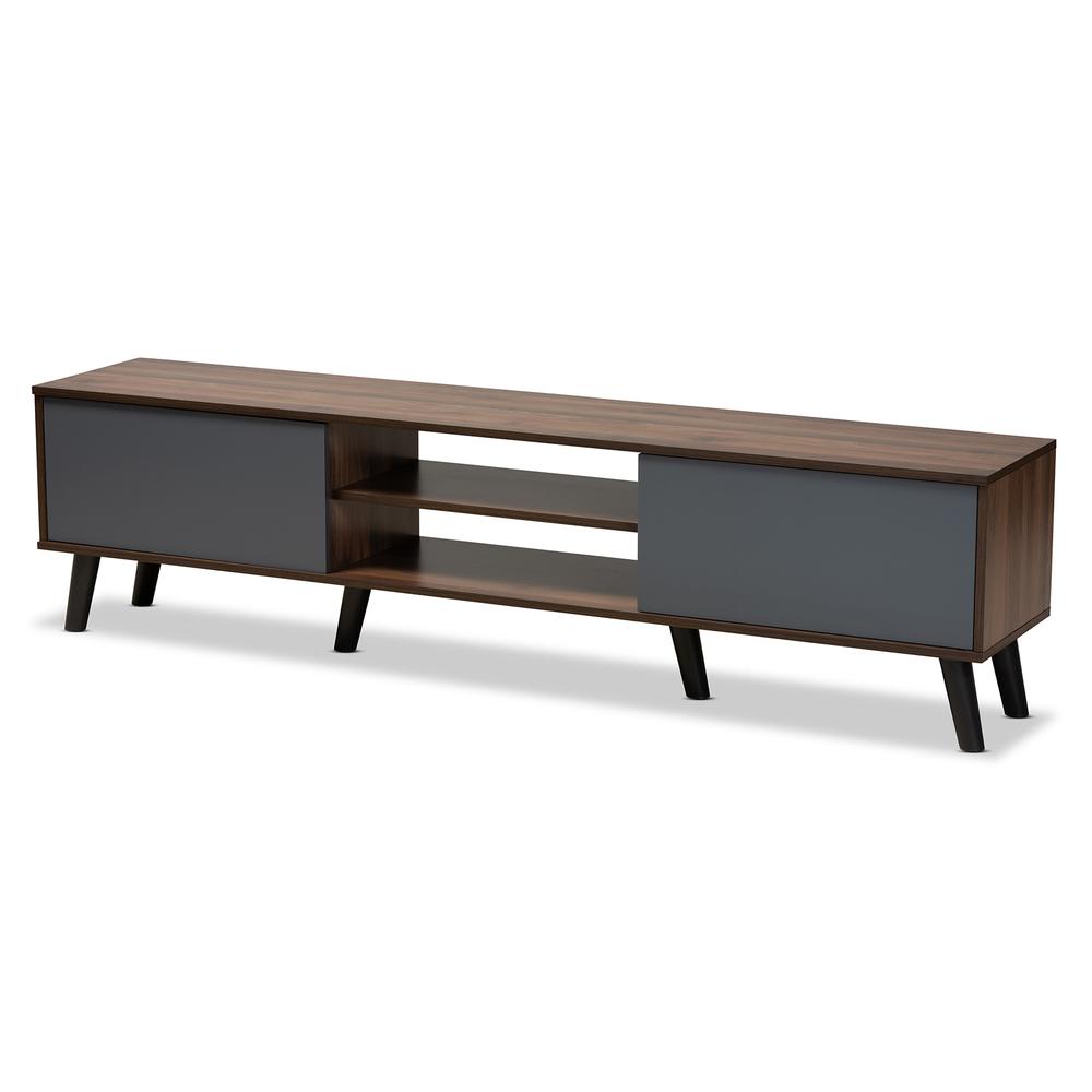 Multi-Tone Grey and Walnut Brown Finished Wood TV Stand. Picture 10