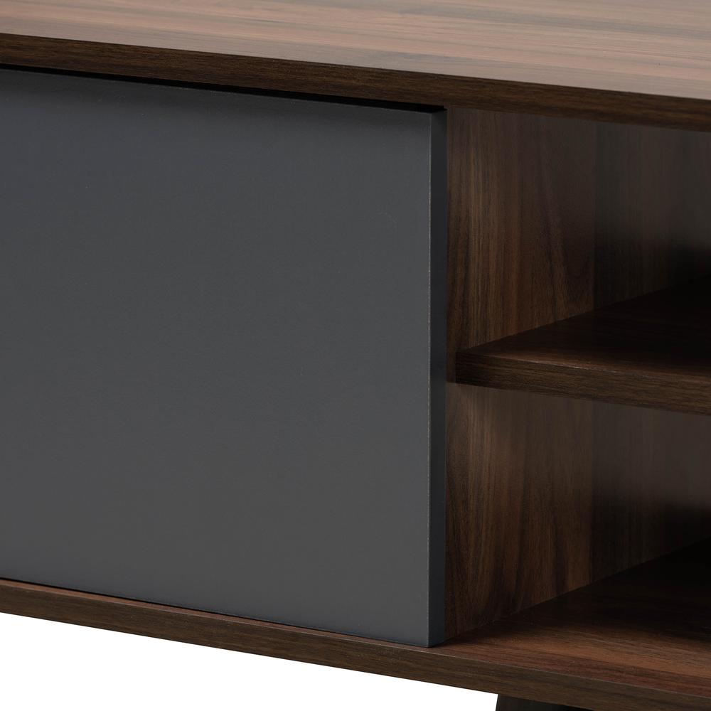 Multi-Tone Grey and Walnut Brown Finished Wood TV Stand. Picture 14
