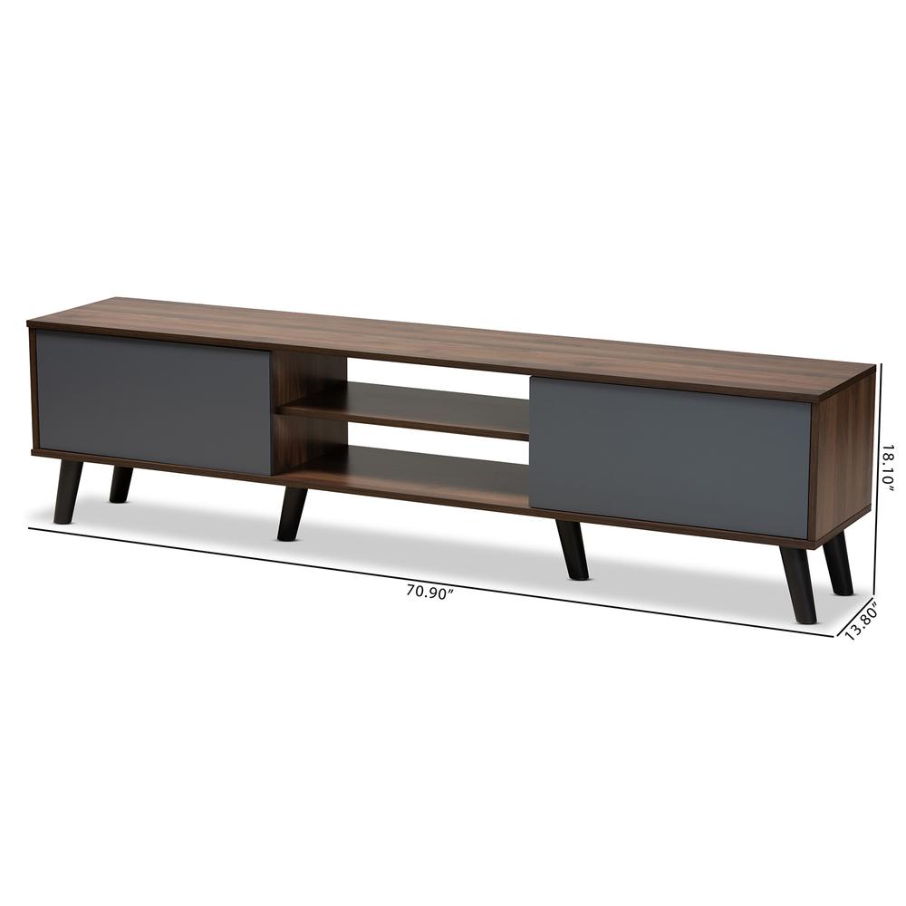 Multi-Tone Grey and Walnut Brown Finished Wood TV Stand. Picture 18