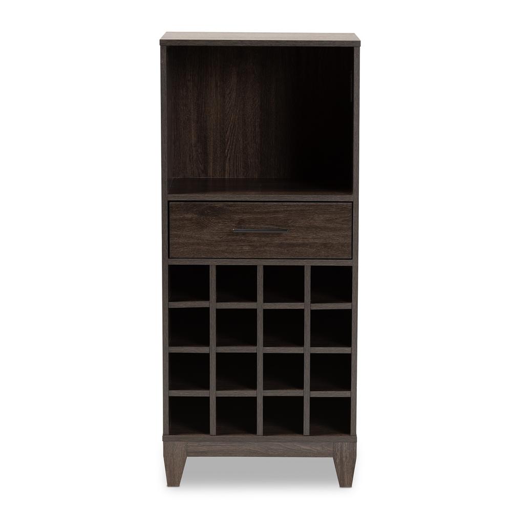 Dark Brown Finished Wood 1-Drawer Wine Storage Cabinet. Picture 12