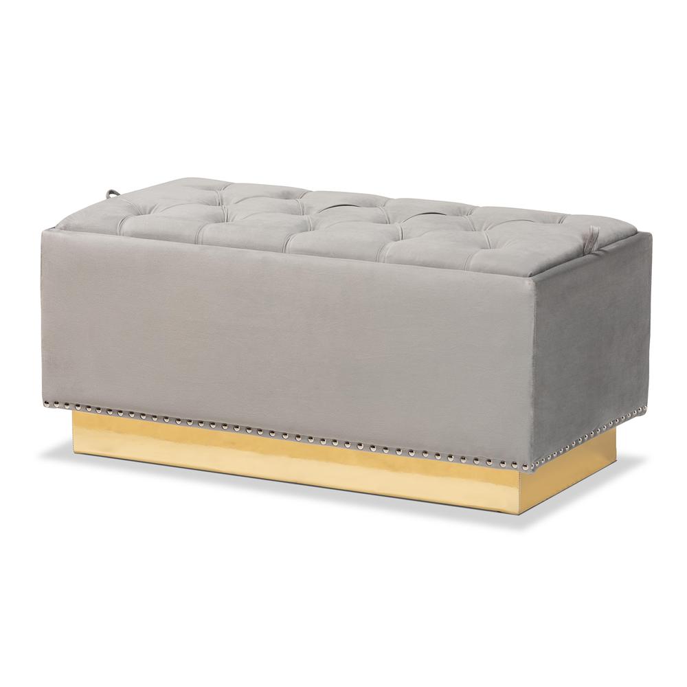 Gold PU Leather Storage Ottoman. Picture 11
