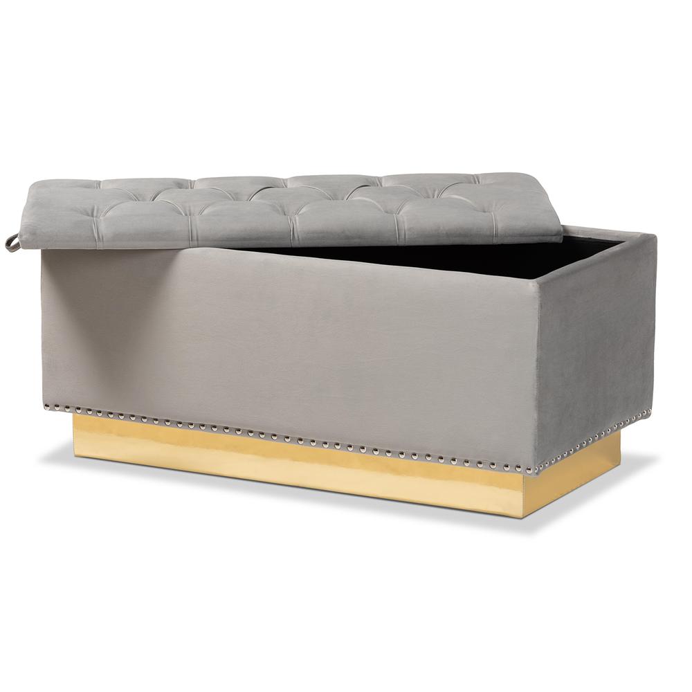 Gold PU Leather Storage Ottoman. Picture 12