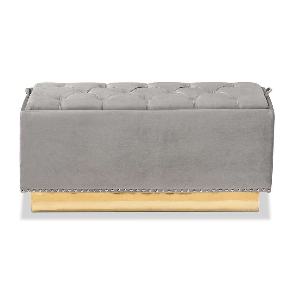 Gold PU Leather Storage Ottoman. Picture 13