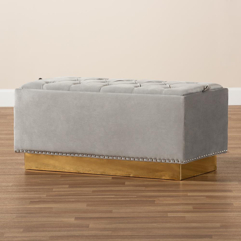 Gold PU Leather Storage Ottoman. Picture 19