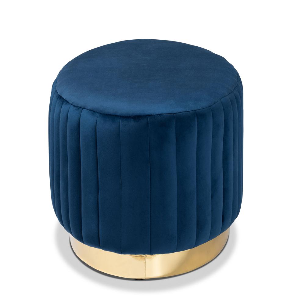 Gold PU Leather Ottoman. Picture 10