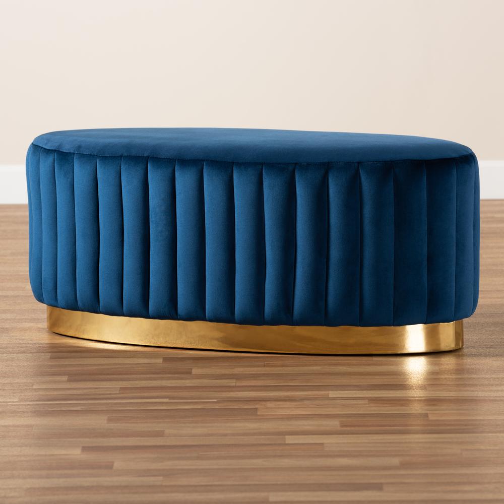 Gold PU Leather Ottoman. Picture 13