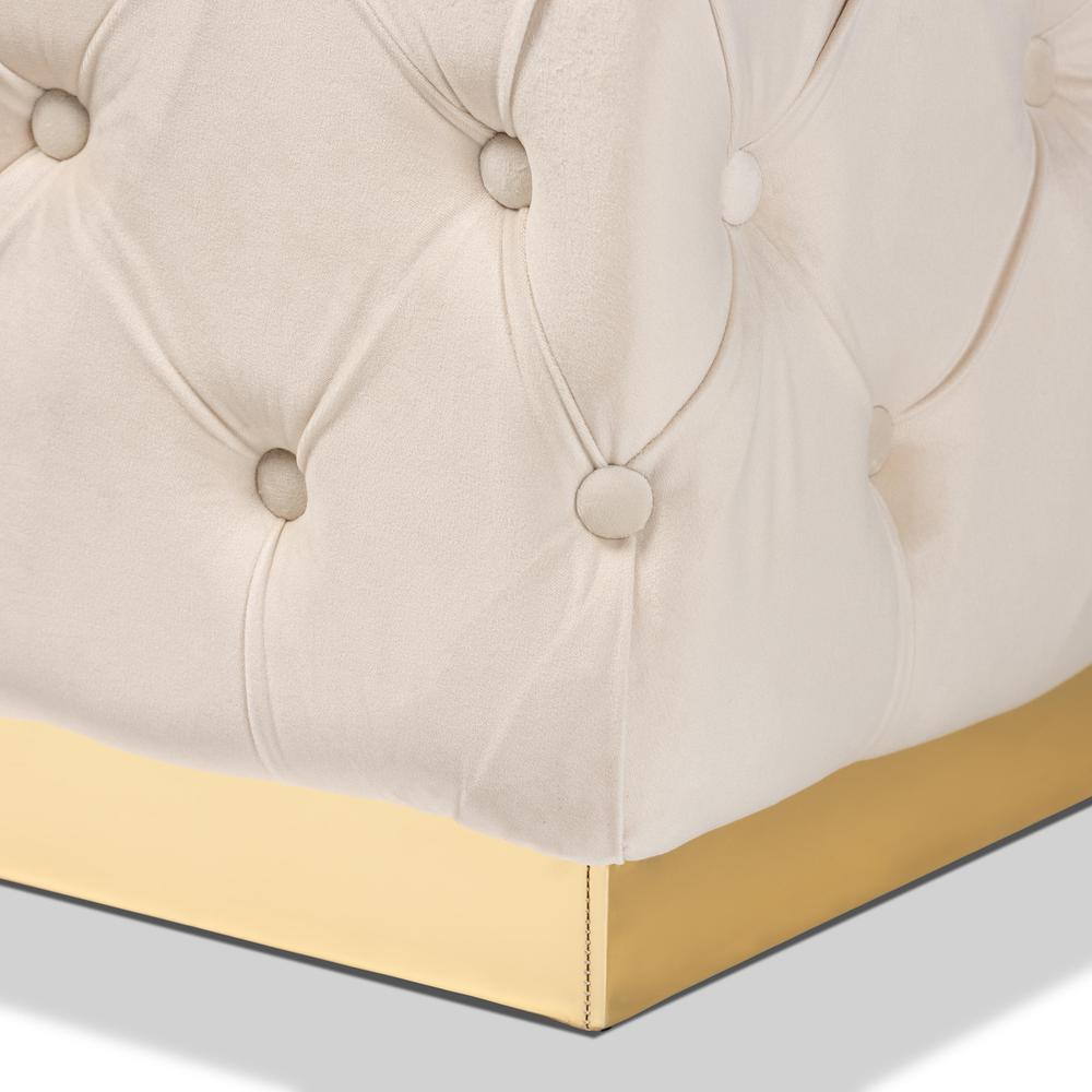 Gold PU Leather Ottoman. Picture 11