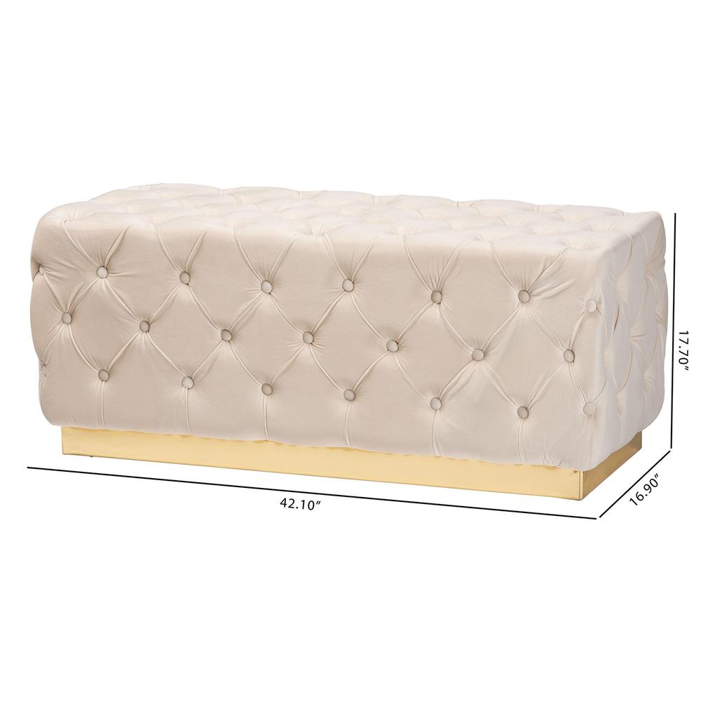 Gold PU Leather Ottoman. Picture 14