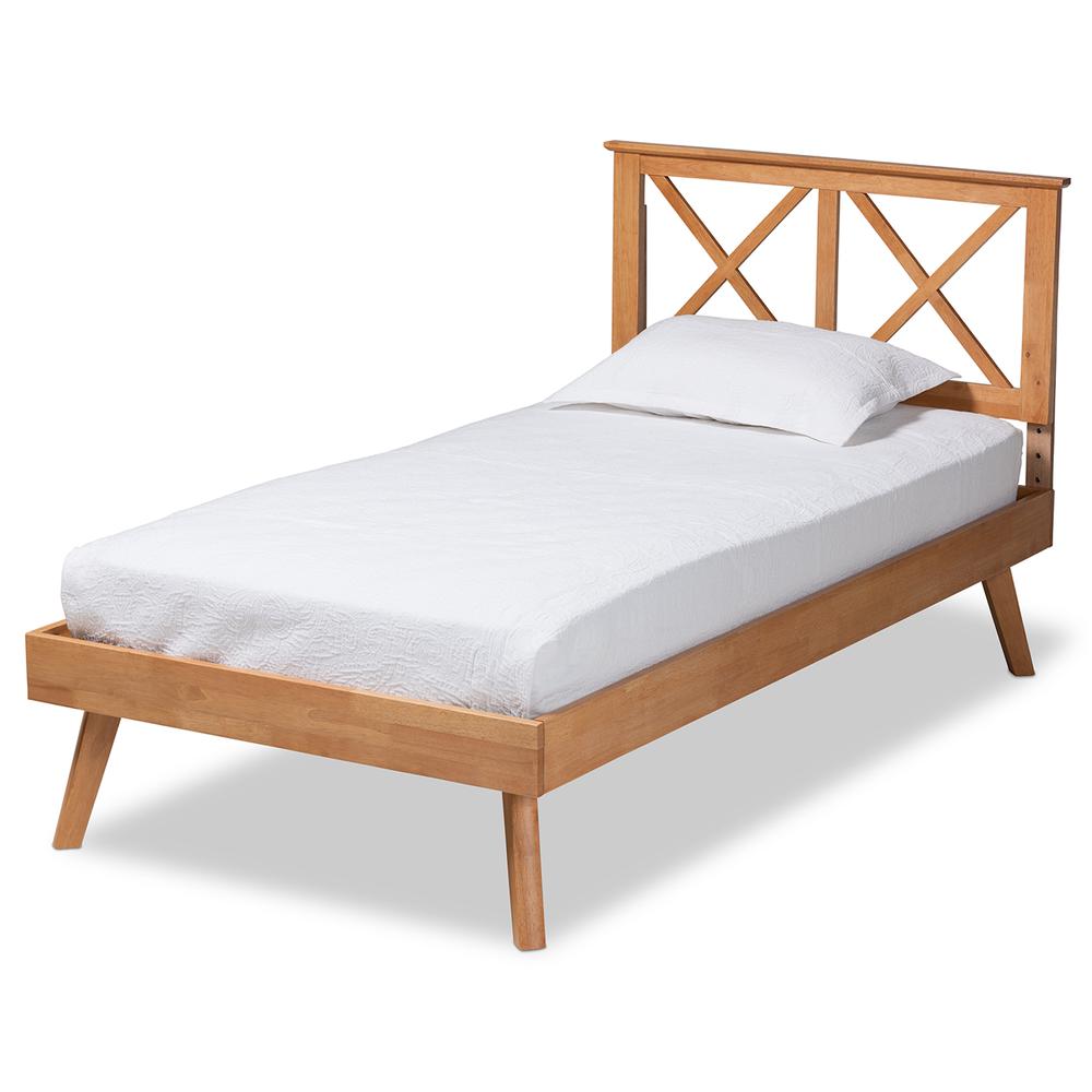 Galvin Modern and Contemporary Brown Finished Wood Twin Size Platform Bed. Picture 9