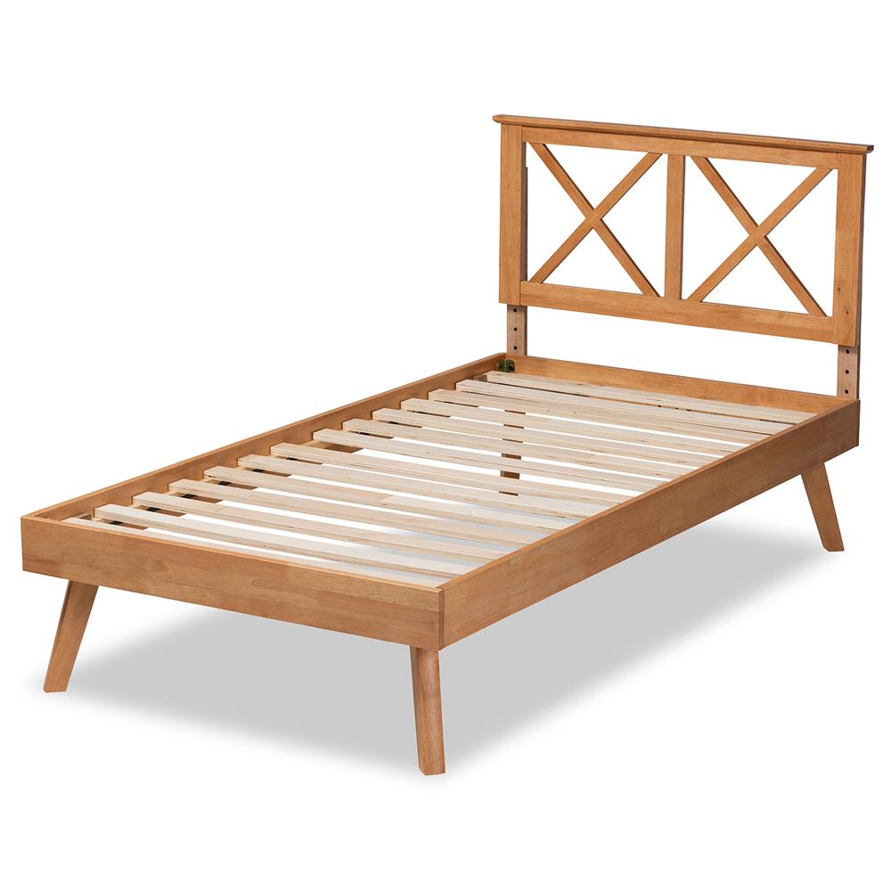 Galvin Modern and Contemporary Brown Finished Wood Twin Size Platform Bed. Picture 11