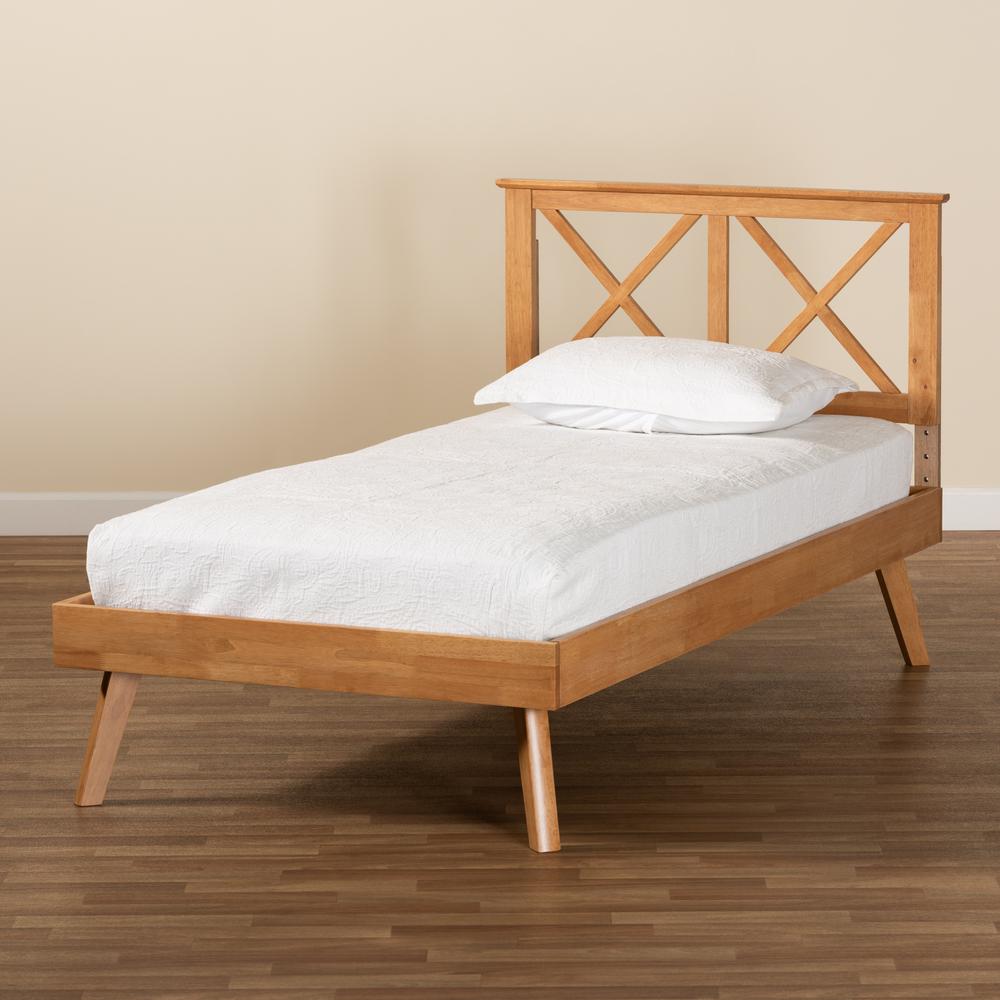 Galvin Modern and Contemporary Brown Finished Wood Twin Size Platform Bed. Picture 15
