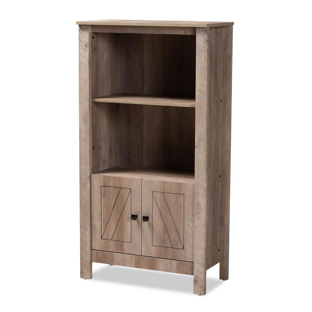 Transitional Rustic Oak Finished Wood 3-Tier Bookcase. Picture 9