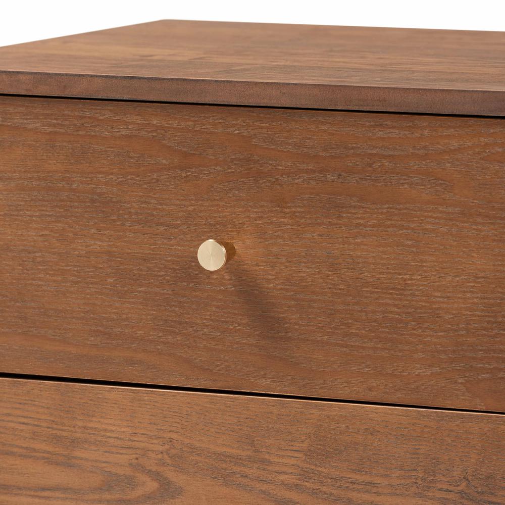 Landis Mid-Century Modern Ash Walnut Finished Wood 2-Drawer Nightstand. Picture 16
