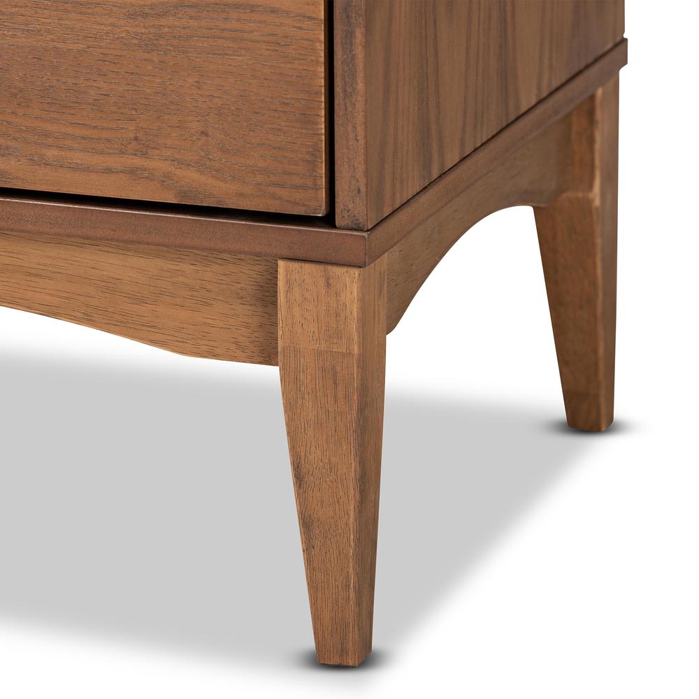 Landis Mid-Century Modern Ash Walnut Finished Wood 2-Drawer Nightstand. Picture 17