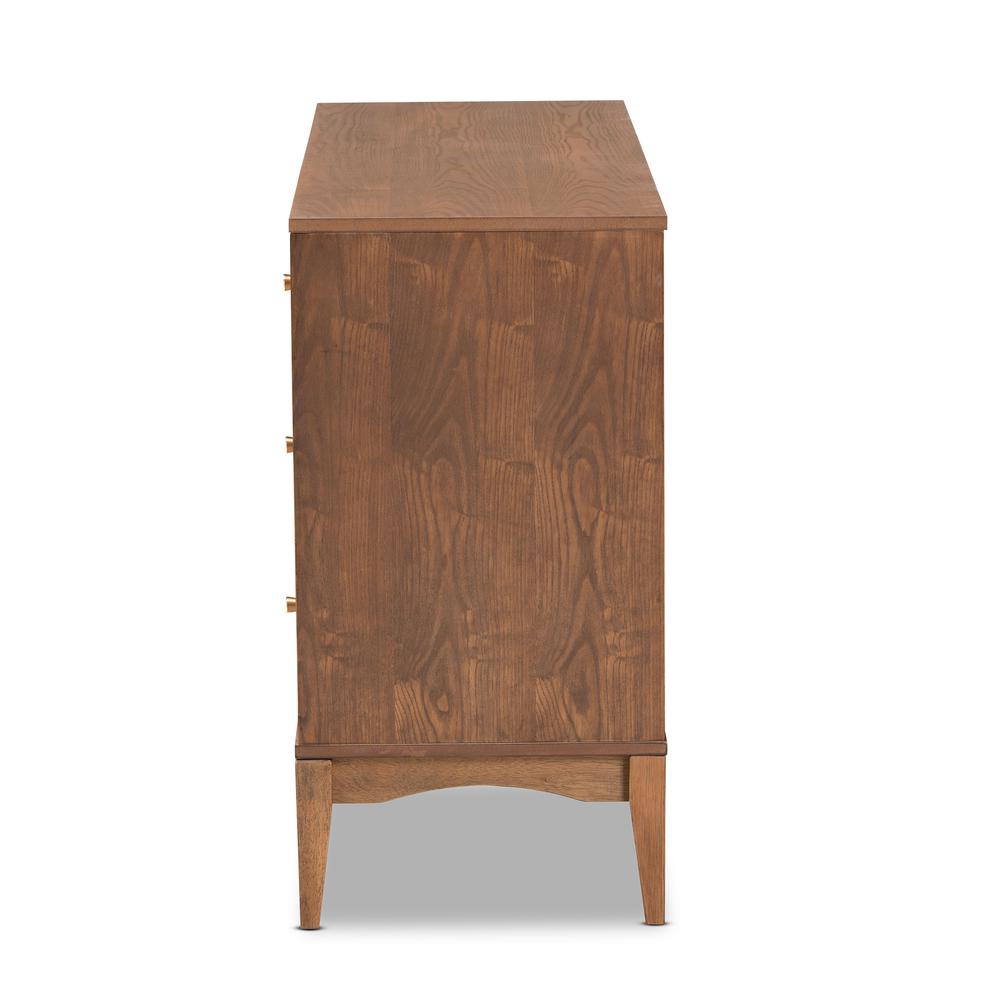 Landis Mid-Century Modern Ash Walnut Finished Wood 6-Drawer Dresser. Picture 15
