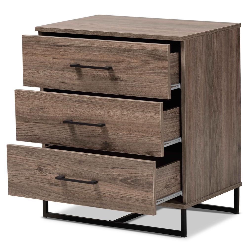Daxton Modern and Contemporary Rustic Oak Finished Wood 3-Drawer Storage Chest. Picture 12
