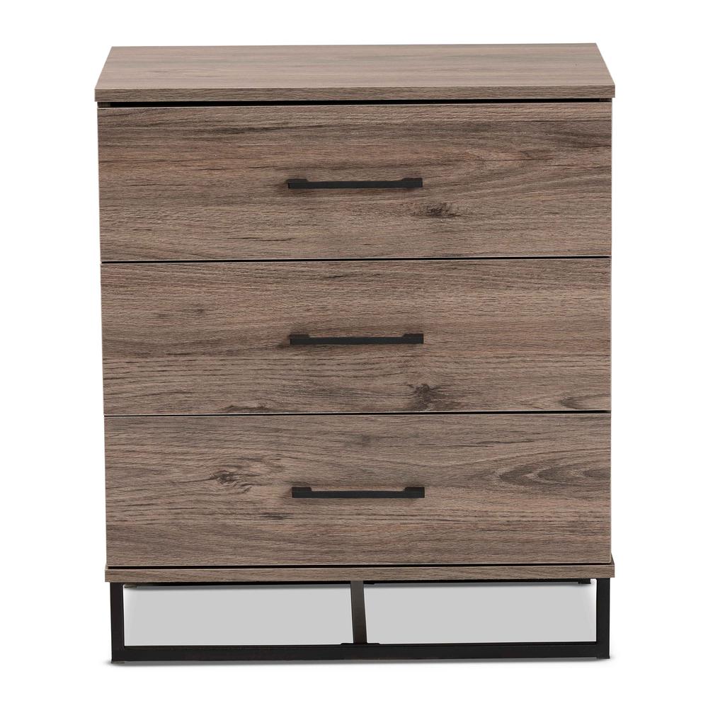 Daxton Modern and Contemporary Rustic Oak Finished Wood 3-Drawer Storage Chest. Picture 13