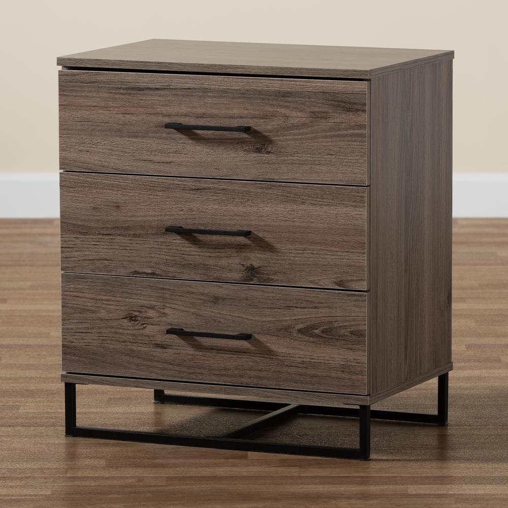 Daxton Modern and Contemporary Rustic Oak Finished Wood 3-Drawer Storage Chest. Picture 19