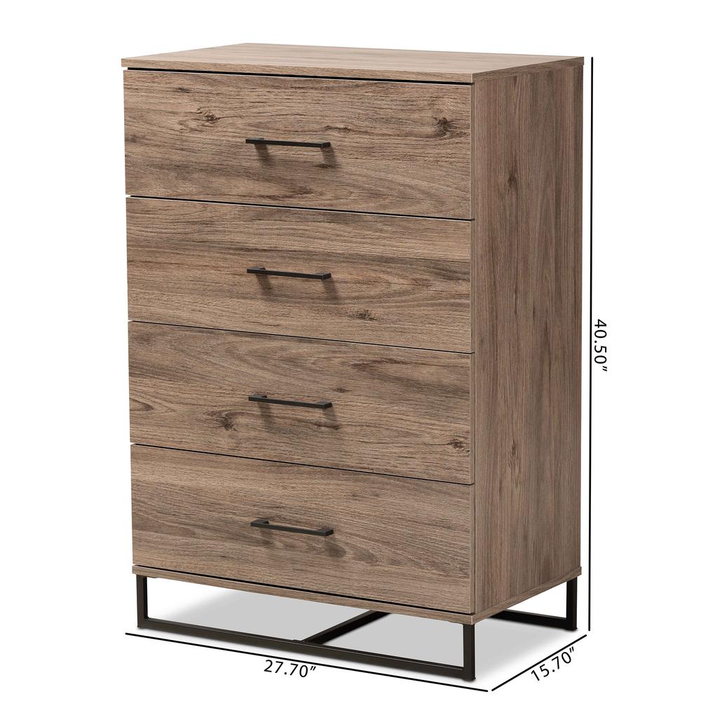 Baxton Studio Daxton Modern and Contemporary Rustic Oak Finished Wood 4-Drawer Storage Chest. Picture 22