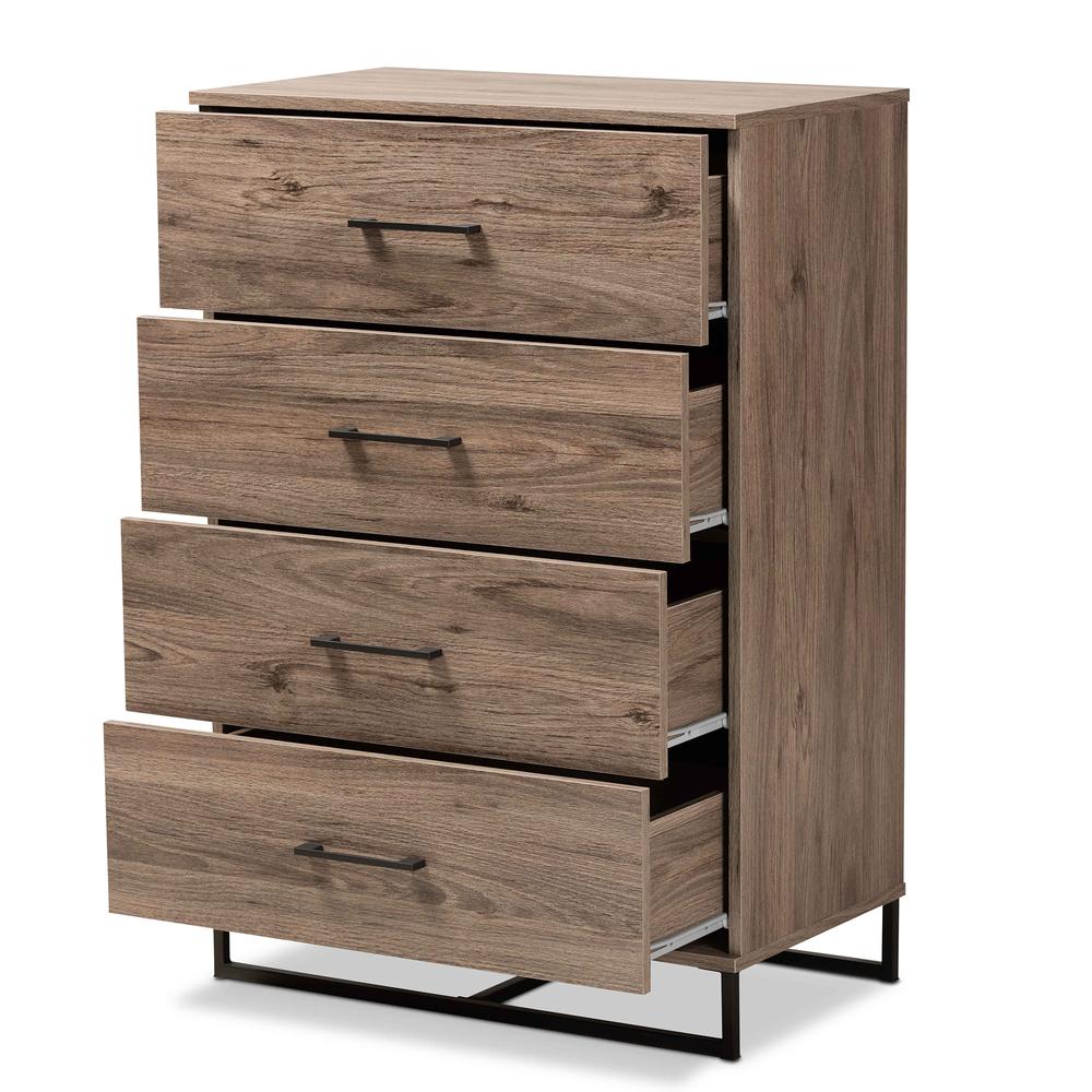 Baxton Studio Daxton Modern and Contemporary Rustic Oak Finished Wood 4-Drawer Storage Chest. Picture 14