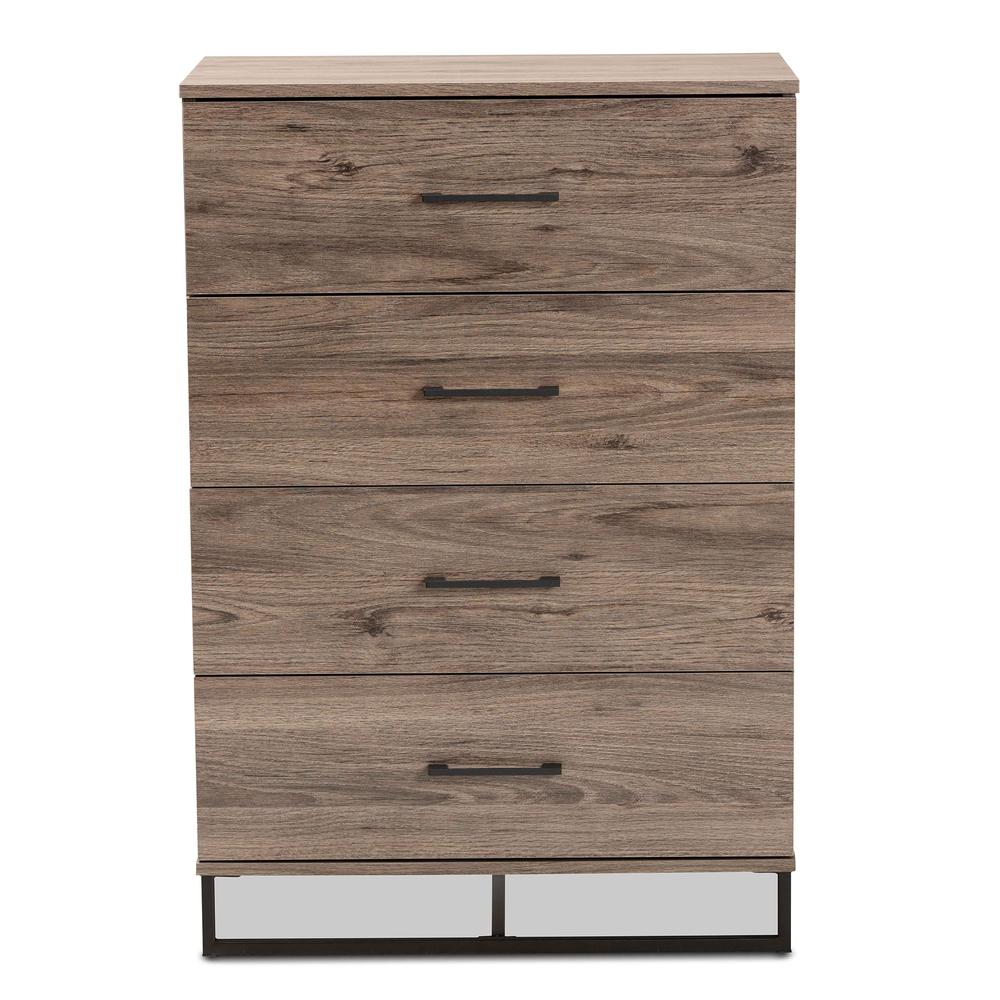 Baxton Studio Daxton Modern and Contemporary Rustic Oak Finished Wood 4-Drawer Storage Chest. Picture 15