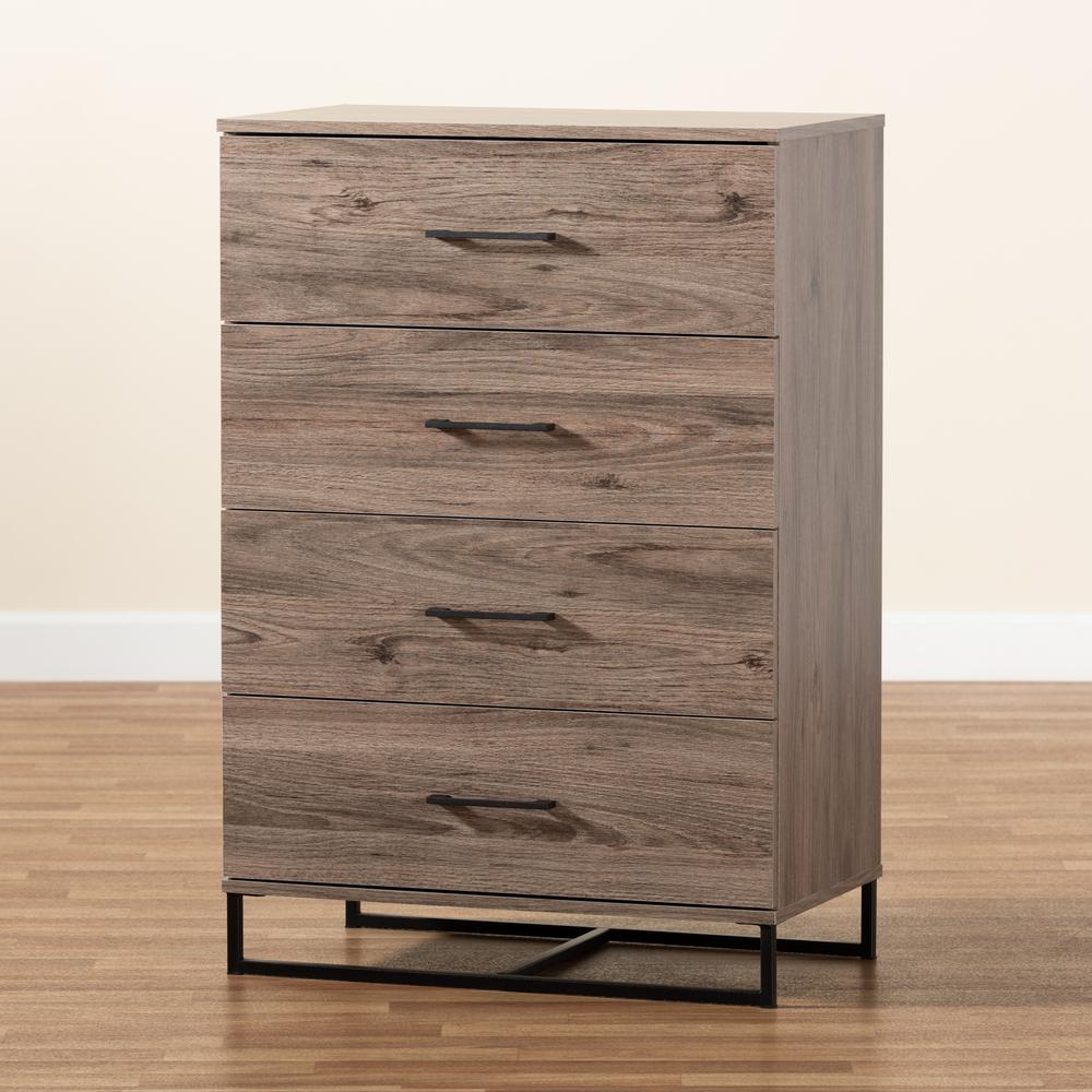 Baxton Studio Daxton Modern and Contemporary Rustic Oak Finished Wood 4-Drawer Storage Chest. Picture 21