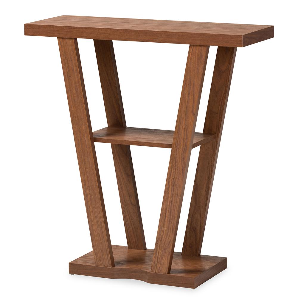 Boone Modern and Contemporary Walnut Brown Finished Wood Console Table. Picture 9